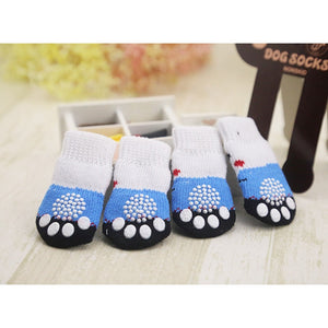 4pcs Warm Puppy Dog Shoes Soft Acrylic Pet Knits Socks Cute Cartoon Anti Slip Skid Socks For Small Dogs Pet Products S/M/L - dog lovers