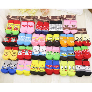 lovely pet Fashion Pets Dogs Socks 4Pcs Cute Puppy Dogs Pet Knits Socks Anti Slip Skid Bottom - dog lovers