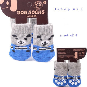 lovely pet Fashion Pets Dogs Socks 4Pcs Cute Puppy Dogs Pet Knits Socks Anti Slip Skid Bottom - dog lovers