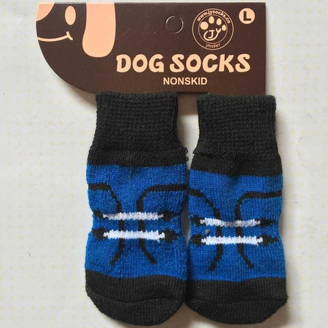 4pcs Warm Puppy Dog Shoes Soft Acrylic Pet Knits Socks Cute Cartoon Anti Slip Skid Socks For Small Dogs Pet Products S/M/L - dog lovers
